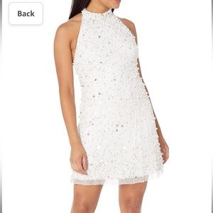 Worn 1x Aidan by Aidan Mattox Women's Mock Neck Halter Beaded Swing Dress size 0